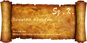 Szvatkó Kleofás névjegykártya